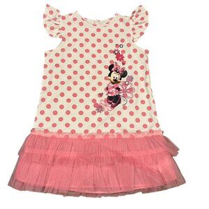 DISNEY Minnie Mouse Pink Polka Dot Dress Size 24M NWT